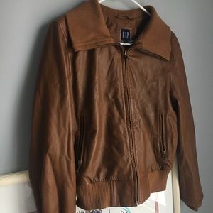 GAP Women’s Brown Genuine Leather Jacket Medium